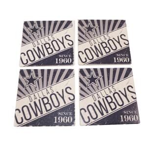 4 PC Lot - Dallas Cowboys Since 1960 - NFL Football Burst Logo Ceramic Coasters